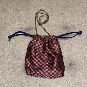 Clare V. Cinched bag with gold chain and leather cinch handles